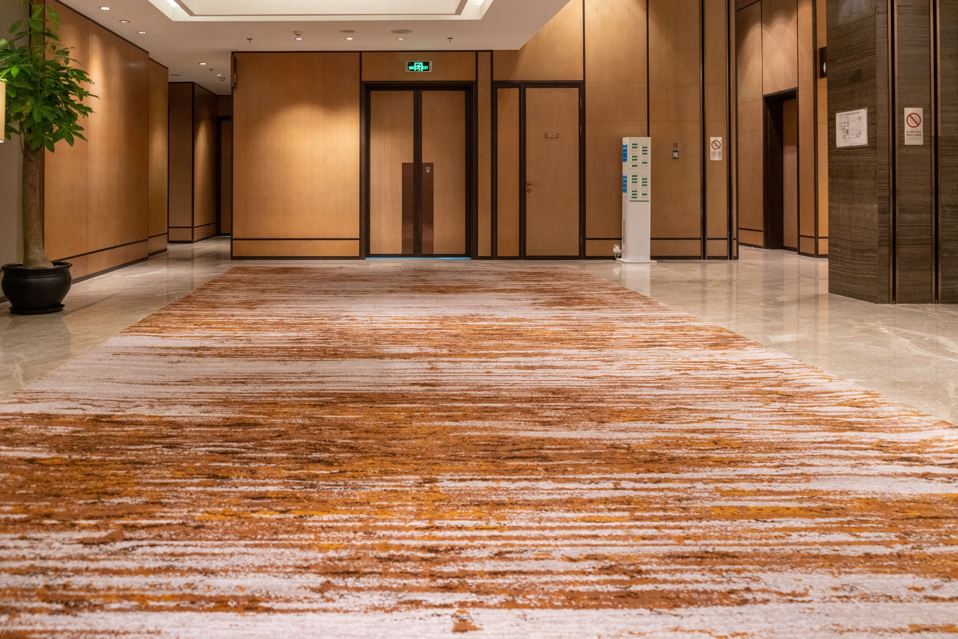 Carpeted tile floor
